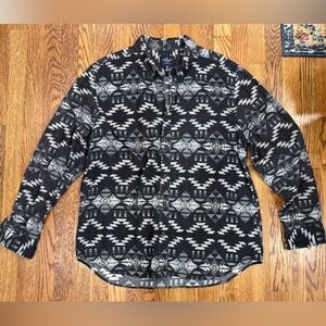 American Eagle Black & Gray Aztec Printed Flannel Shirt